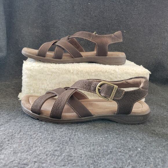 EASTLAND Womens Brown Leather Ankle Strap Sandals Buckles Size 9 New - Picture 1 of 12